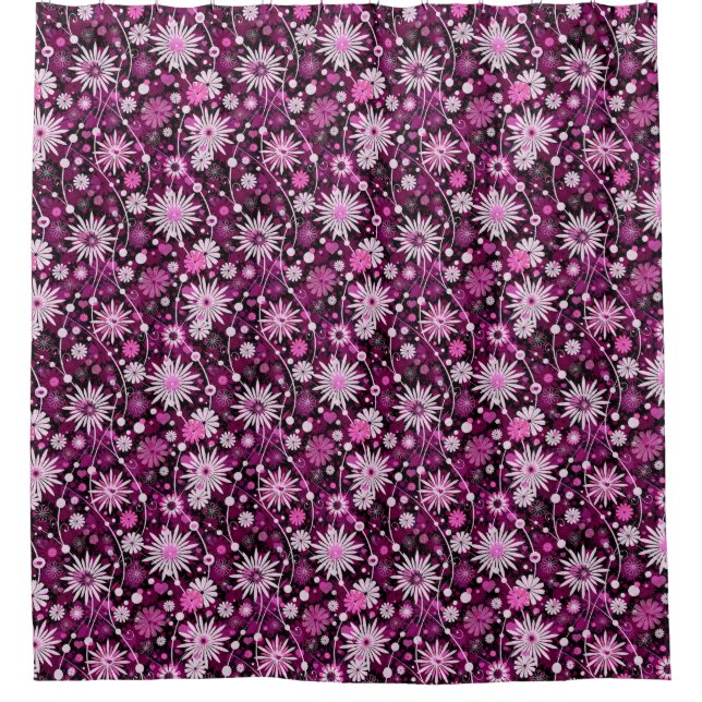 Valentine Floral Pattern Shower Curtain (Front)