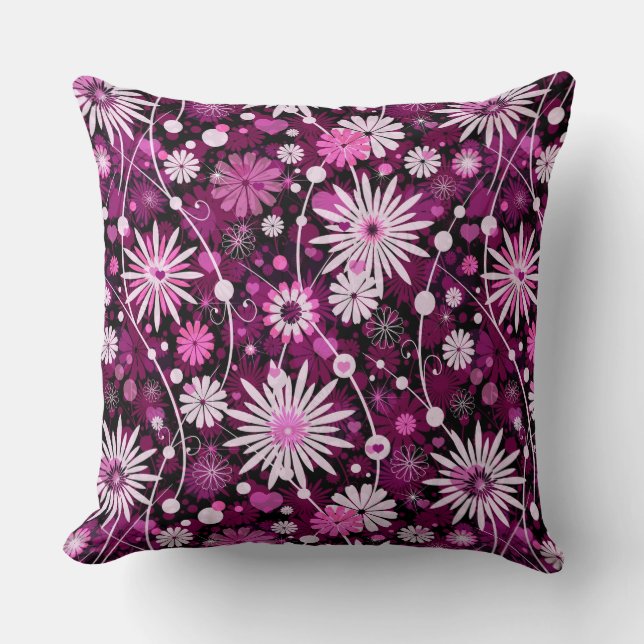 Valentine Floral Pattern Throw Pillow (Front)