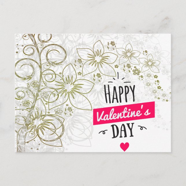  Valentine flower art black white Postcard (Front)