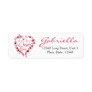 Valentine Flower Heart Return Address Labels
