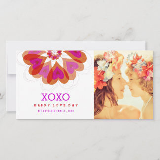 Valentine Flower Love Hearts Greetings Photo Card