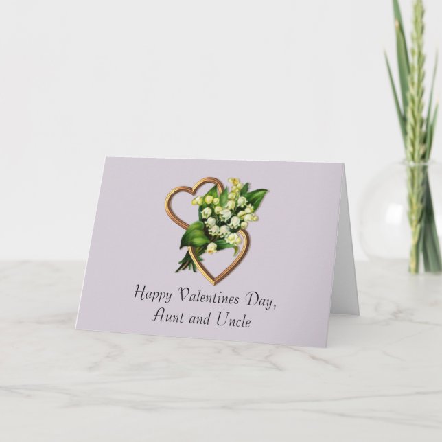 Valentine for Aunt and Uncle with Lily of Valley Holiday Card (Front)