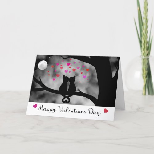 Valentine for Couple Cats Kissing Silhouettes Moon Card