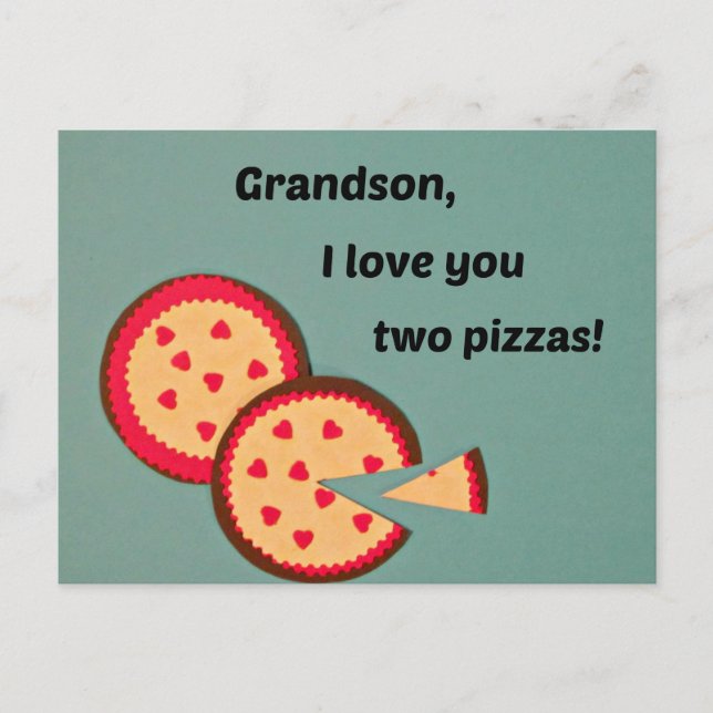 Valentine for Grandson - Pizza humor Holiday Postcard (Front)