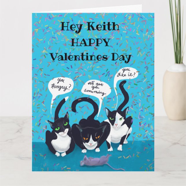 Valentine For Him From Cats Card (Front)