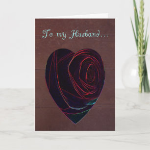 Valentine for Husband-Red Rose Heart Holiday Card