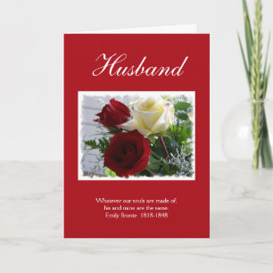 Valentine for Husband-Roses/with quote Holiday Card
