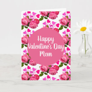 Valentine for Mom Roses and Hearts Greeting  Card