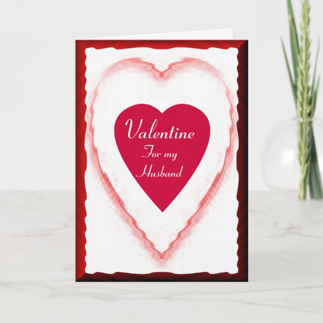 Valentine for My Husband - Red Heart Design Holida Holiday Card (Front)
