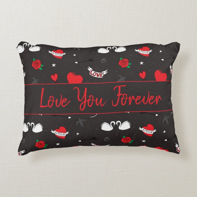 Valentine Forever Love Romantic Accent Pillow (Front)