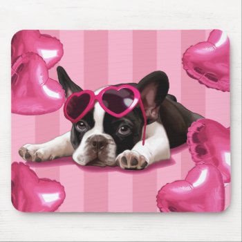Valentine French  Bulldog Puppy Mouse Pad by MarylineCazenave at Zazzle