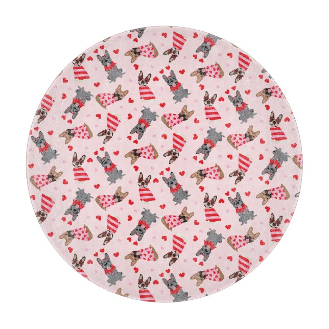 Valentine French Bulldogs Cutting Board (Front)