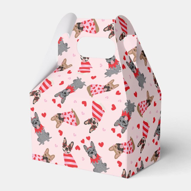 Valentine French Bulldogs Favor Boxes (Front Side)