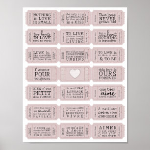 Valentine French Love Quote Printable Tickets Poster