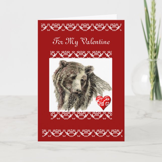 Valentine Friend Grizzly Bear Card (Front)