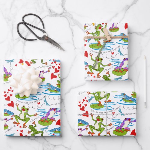 Valentine Frogs Wrapping Paper Sheet