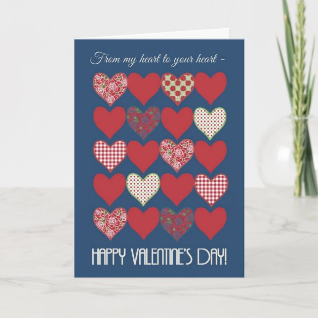 Valentine, From Heart to Heart, Hearts and Roses Holiday Card (Front)