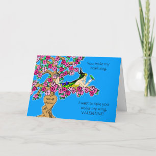 Valentine from Pet Bird, Carve Message in Tree Holiday Card