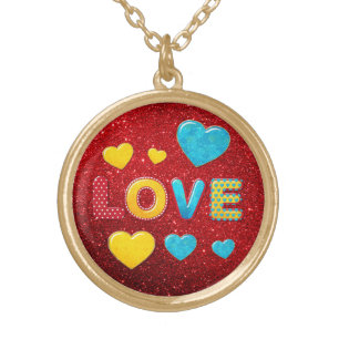 Valentine Fun 3D Mix and Match 3 Gold Plated Necklace