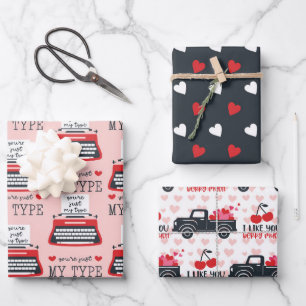 Valentine Funny Cute Just My Type Hearts Truck Wrapping Paper Sheets
