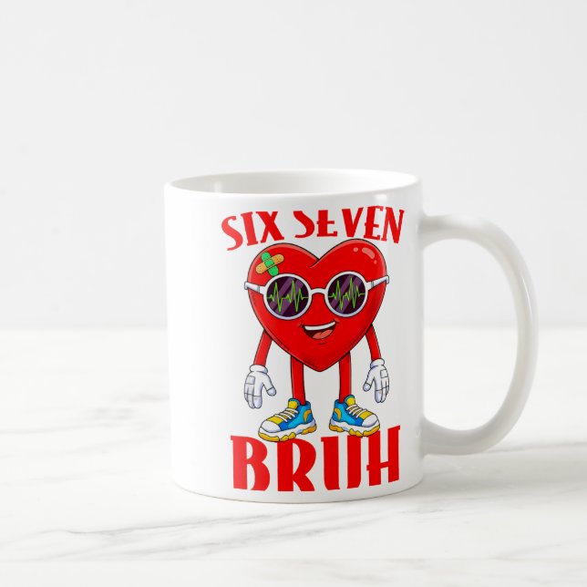 Valentine Funny Six Seven Bruh Meme 67 Heart Lover Coffee Mug (Right)