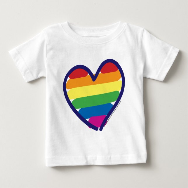 Valentine Gay Pride Rainbow Heart Baby T-Shirt (Front)