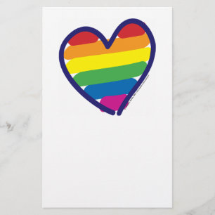 Valentine Gay Pride Rainbow Heart Stationery