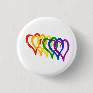 Valentine Gay Pride Rainbow Layered Hearts Button