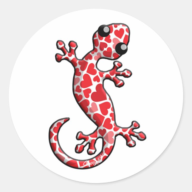 Valentine Gecko Lizards Classic Round Sticker (Front)
