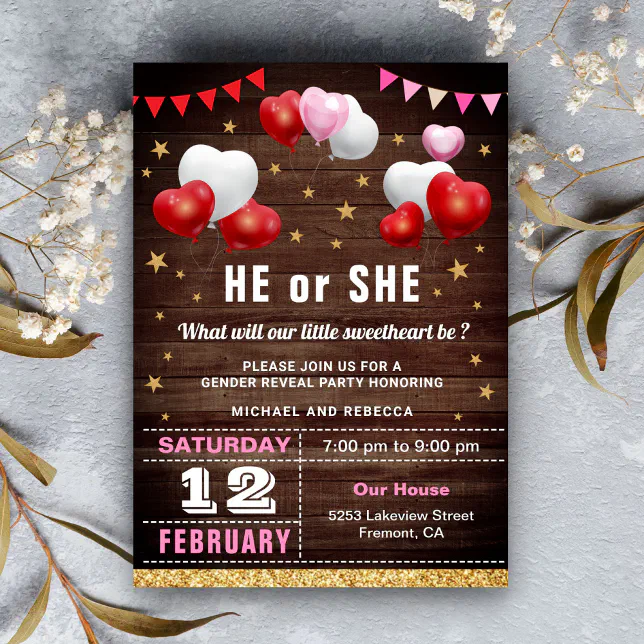 Valentine Gender Reveal Party Invitation Zazzle