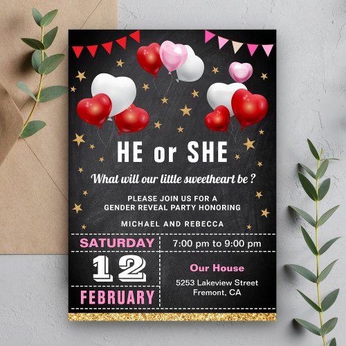 Valentine Gender Reveal Party Invitation