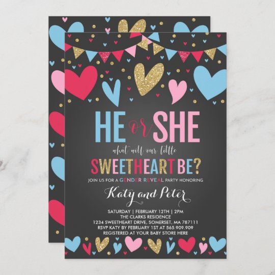 Valentine Gender Reveal Party Sweetheart Reveal Invitation | Zazzle.com