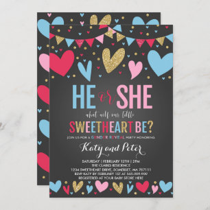 Valentine Gender Reveal Party Sweetheart Reveal Invitation