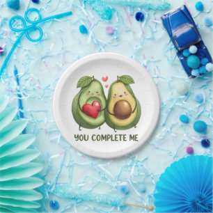 Valentine Gift Avocado You Complete Me Paper Plates