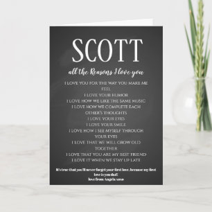 valentine gift for husband wife reasons i love you card
