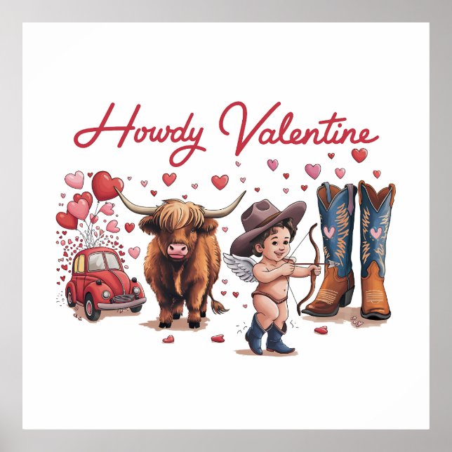 Valentine Gift | Howdy Valentine Poster (Front)