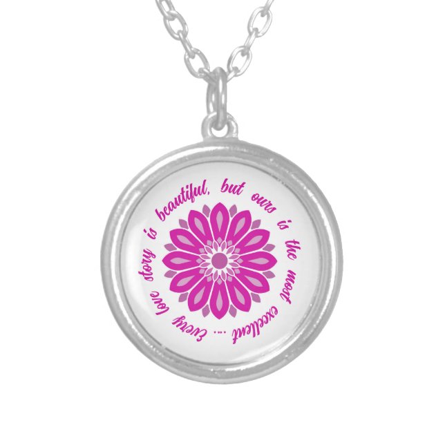 VALENTINE GIFT HUSBAND WIFE GIRLFRIEND BOYFRIEND  SILVER PLATED NECKLACE (Front)