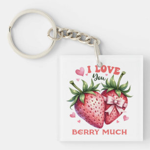 Valentine Gift I Love You Berry Much Keychain