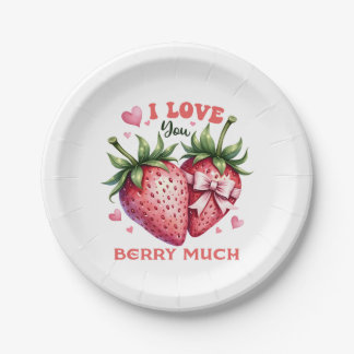 Valentine Gift | I Love You Berry Much Paper Plates