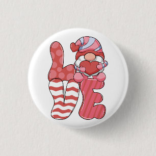 Valentine Gift LOVE Gnome Button