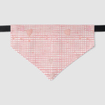 Valentine Gingham Pet Bandana – Pink & Cream Heart
