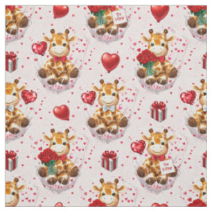 Valentine Giraffe Pattern Fabric
