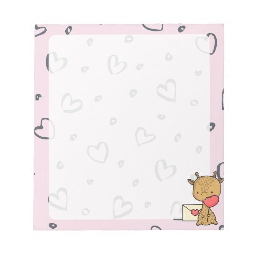 Valentine Giraffe with Hearts Background Notepad