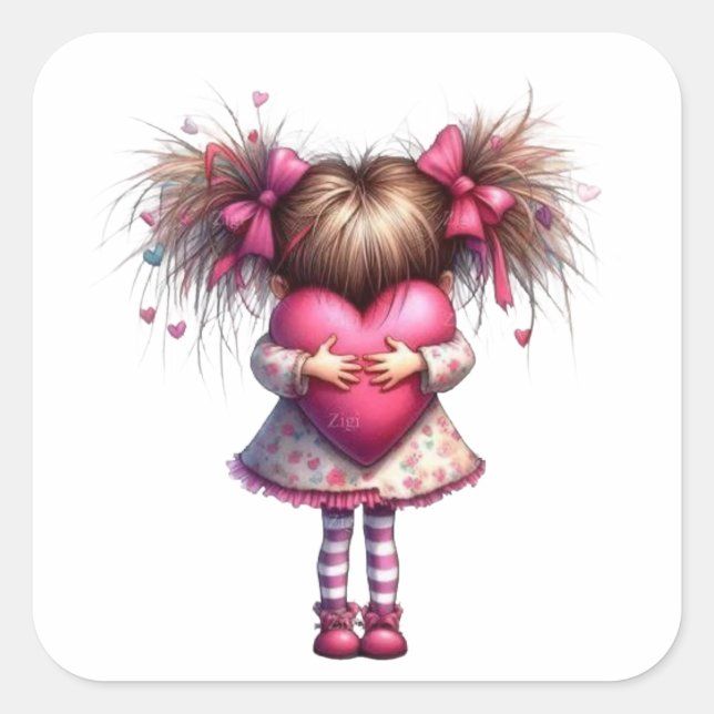 Valentine Girl Art 3 Inch Sticker – Kawaii Love (Front)