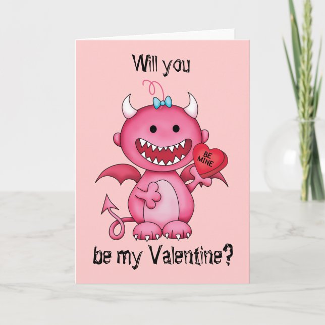 Valentine Girl Devil Holiday Card (Front)