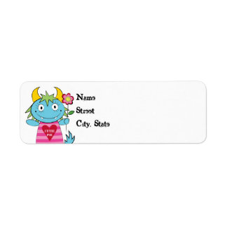 Valentine Girl Monster with Flower Label