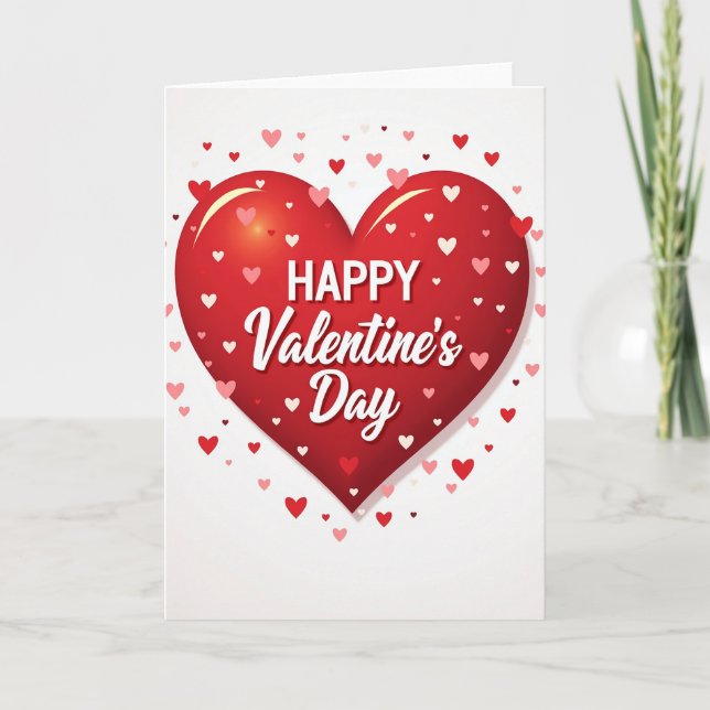 Valentine Glossy Scattered Hearts Card (Front)