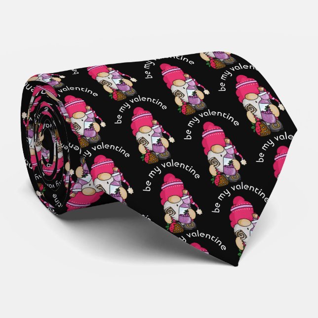 Valentine Gnome and Wine Neck Tie (Rolled)