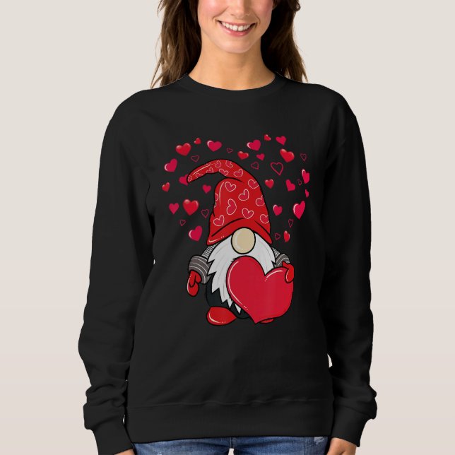 Valentine Gnome Love Heart Happy Valentines Day Wo Sweatshirt (Front)