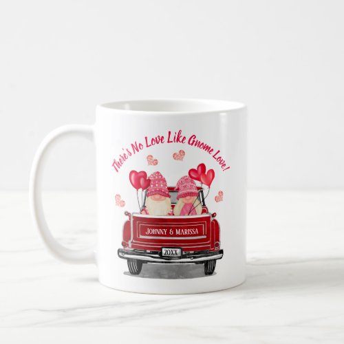 Valentine Gnome Love Vintage Red Truck Pink Hearts Coffee Mug